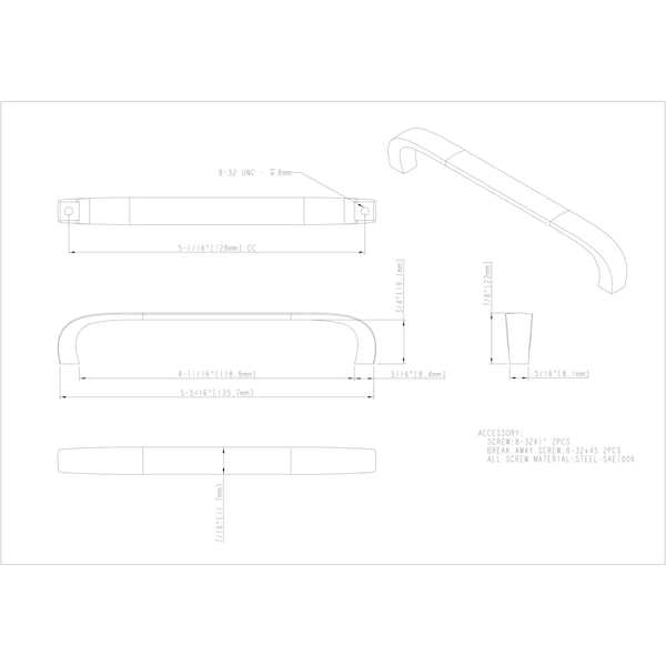 Elements By Hardware Resources 128 mm Center-to-Center Brushed Pewter Square Slade Cabinet Pull - 984-128BNBDL