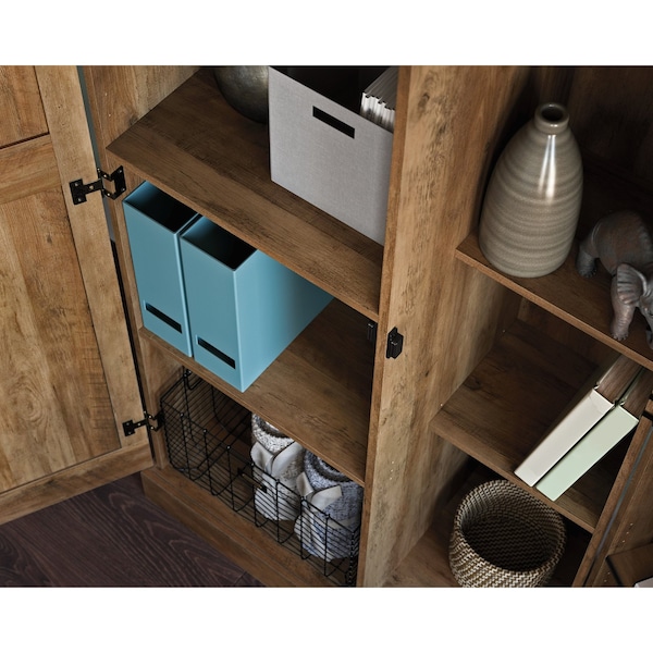 Sauder Double Deep Storage Cabinet Rp , Two adjustable shelves and one fixed shelf behind each door - 427959
