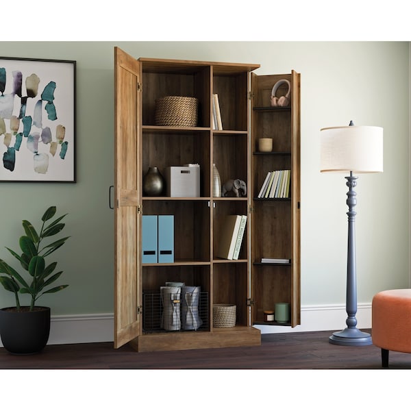 Sauder Double Deep Storage Cabinet Rp , Two adjustable shelves and one fixed shelf behind each door - 427959