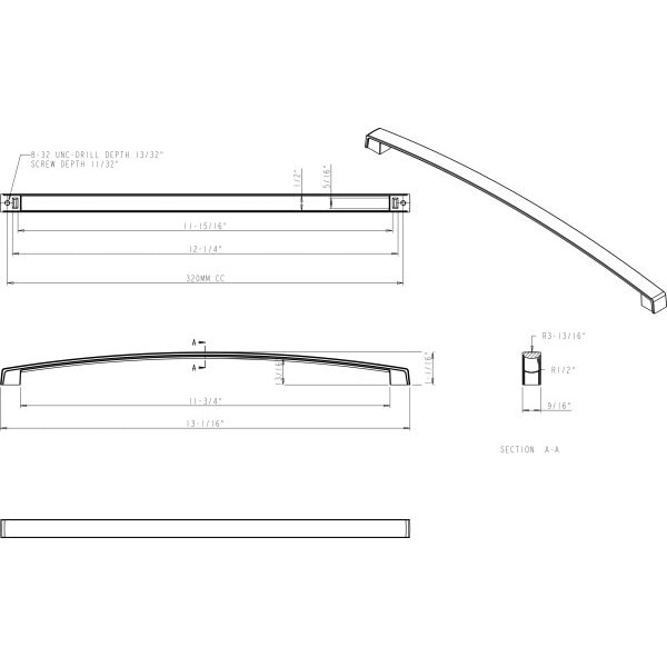 Jeffrey Alexander 320 mm Center-to-Center Brushed Oil Rubbed Bronze Merrick Cabinet Pull - 549-320DBAC