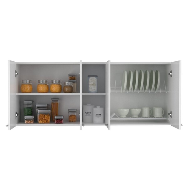 Tuhome Portofino 150 Wall Cabinet, Double Door, Two External Shelves, Two Interior Shelves, White - GLB5606