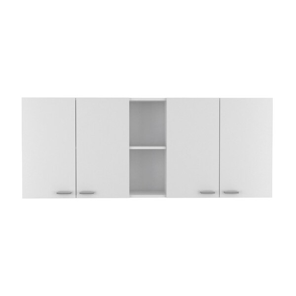 Tuhome Portofino 150 Wall Cabinet, Double Door, Two External Shelves, Two Interior Shelves, White - GLB5606