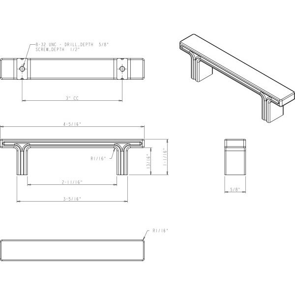 Jeffrey Alexander 3" Center-to-Center Satin Nickel Square Anwick Cabinet Pull - 867-3SN