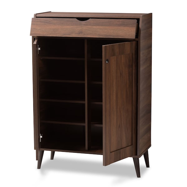 Baxton Studio Cormier Walnut finished 2-Door Wood Entryway Shoe Storage Cabinet - 153-9159