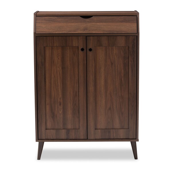 Baxton Studio Cormier Walnut finished 2-Door Wood Entryway Shoe Storage Cabinet - 153-9159