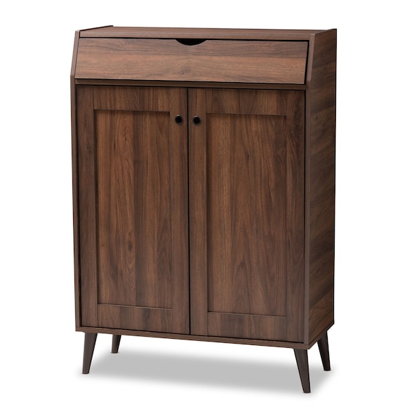 Baxton Studio Cormier Walnut finished 2-Door Wood Entryway Shoe Storage Cabinet - 153-9159