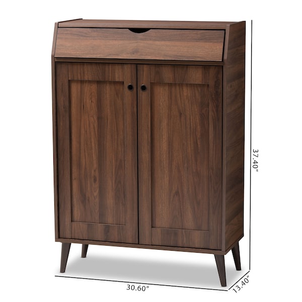 Baxton Studio Cormier Walnut finished 2-Door Wood Entryway Shoe Storage Cabinet - 153-9159