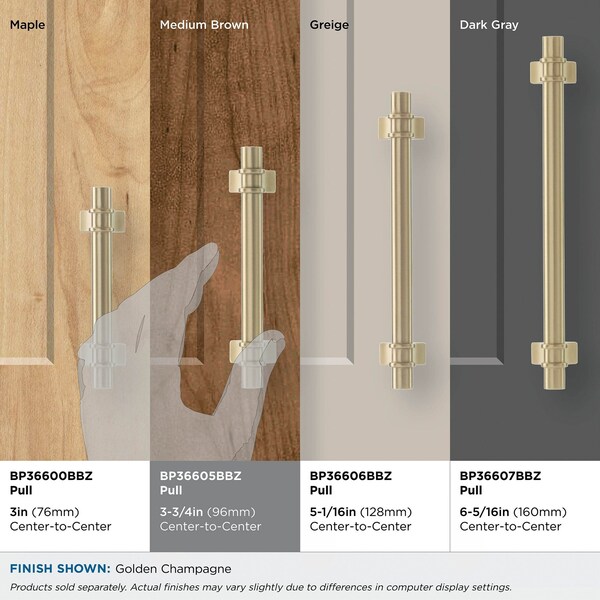 Amerock Davenport 3-3/4 in 96 mm Center-to-Center Golden Champagne Cabinet Pull - BP36605BBZ