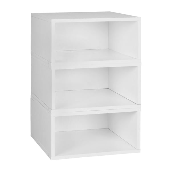 Regency Niche Cubo Storage Organizer Open Bookshelf Set- 3 Half Size Cubes- White Wood Grain - PC063PKWH