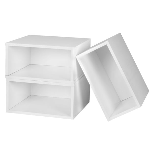 Regency Niche Cubo Storage Organizer Open Bookshelf Set- 3 Half Size Cubes- White Wood Grain - PC063PKWH