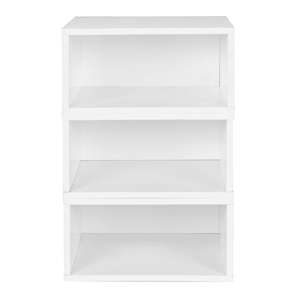Regency Niche Cubo Storage Organizer Open Bookshelf Set- 3 Half Size Cubes- White Wood Grain - PC063PKWH