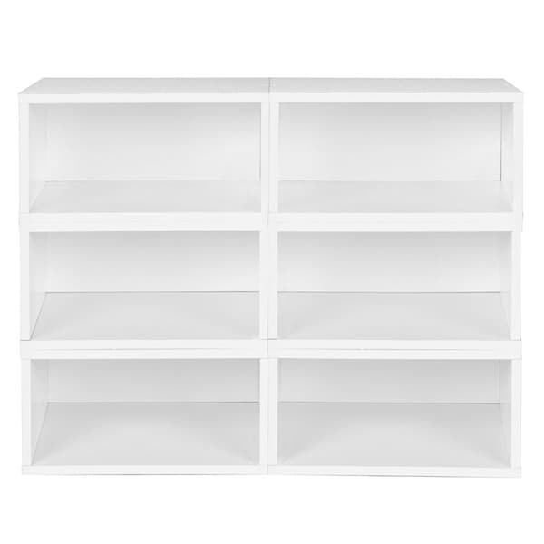 Regency Niche Cubo Storage Organizer Open Bookshelf Set- 6 Half Size Cubes- White Wood Grain - PC066PKWH