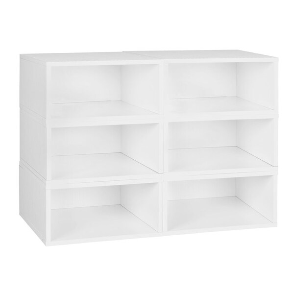 Regency Niche Cubo Storage Organizer Open Bookshelf Set- 6 Half Size Cubes- White Wood Grain - PC066PKWH