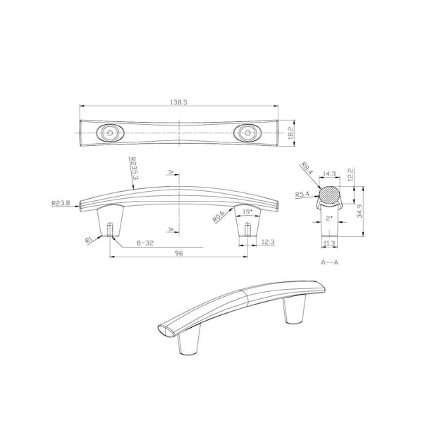 Richelieu 3 3/4 in (96 mm) Center-to-Center Brushed Nickel Contemporary Drawer Pull - BP232396195
