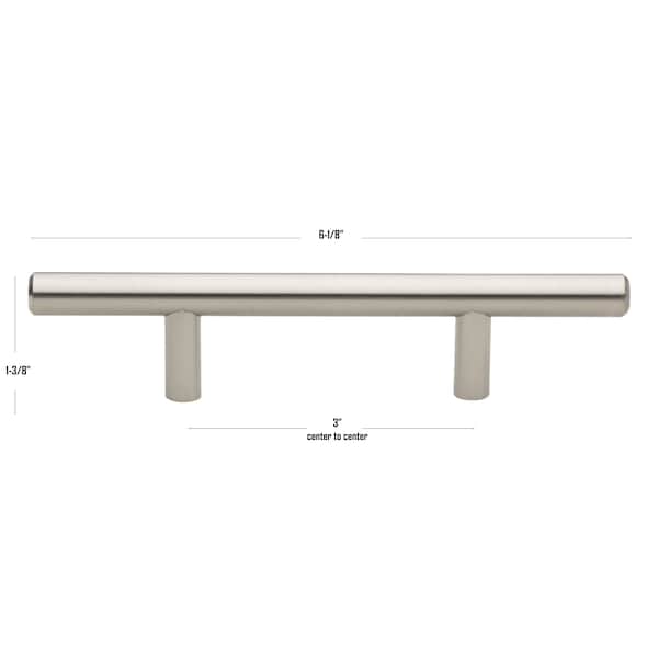 Gliderite Hardware 3 in. Center to Center Satin Nickel Solid Steel Bar Pull - 5000-76-SS - 5000-76-SS-1