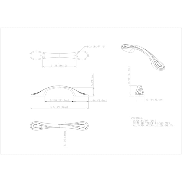 Elements By Hardware Resources 3" Center-to-Center Brushed Oil Rubbed Bronze Westbury Cabinet Pull - 3899DBAC