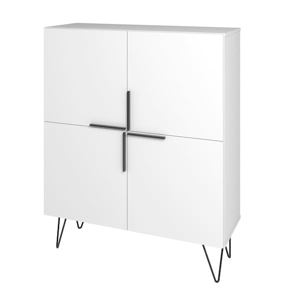 Manhattan Comfort Beekman 43.7 Low Cabinet with 4 Shelves in White - 400AMC198