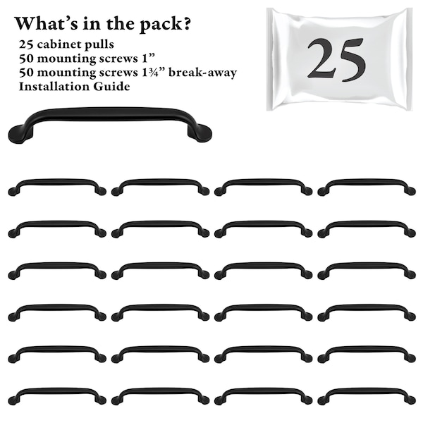 Designperfect 5 1/16'' Center-to-Center Handle Pull, 25PK - DPA25S714BLK