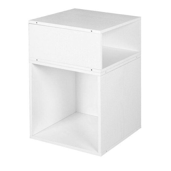 Regency Niche Cubo Storage Organizer Open Bookshelf Set- 1 Full Cube/1 Half Cube- White Wood Grain - PC1F1HWH