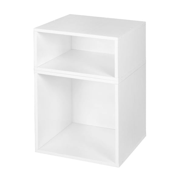 Regency Niche Cubo Storage Organizer Open Bookshelf Set- 1 Full Cube/1 Half Cube- White Wood Grain - PC1F1HWH