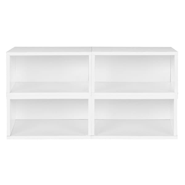 Regency Niche Cubo Storage Organizer Open Bookshelf Set- 4 Half Size Cubes- White Wood Grain - PC064PKWH