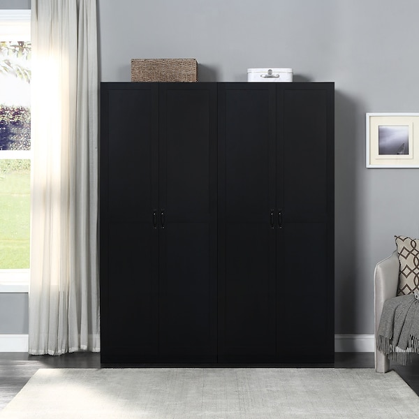 Manhattan Comfort Hopkins Storage Closet 4.0 in Black, 2PK - 2-23GLF-BK