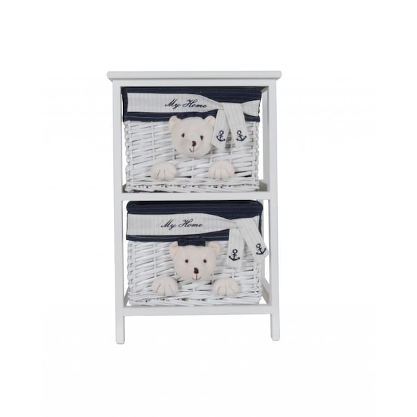 Gfancy Fixtures White Blue Portable 2 Drawers - 12.5 x 16 x 25 in. - GF3655068