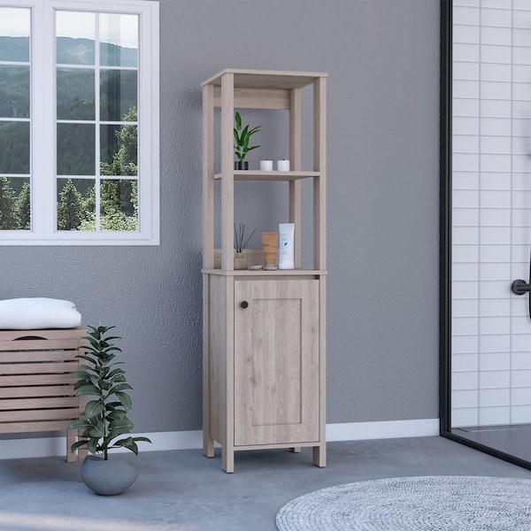 Depot E-Shop New Haven Linen Single Door Cabinet, Light Gray - DE-MLZ7123