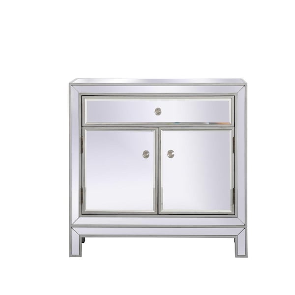 Elegant Decor 29 in. Modern Mirrored Cabinet - Antique Silver - MF71034S