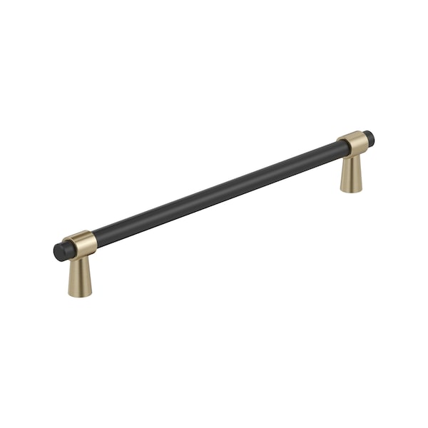 Amerock Mergence 10-1/16 inch 256mm Center-to-Center Matte Black/Golden Champagne Cabinet Pull - BP36981FBBBZ