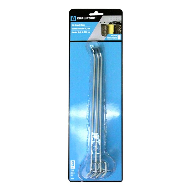 Crawford Crawford Silver Steel 8 in. Peg Hooks 3 pk - 18380