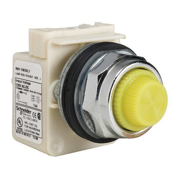Schneider Electric Luz piloto, LED, Amarilla, 120V, Lente Fresnel - 9001KP38LYY31