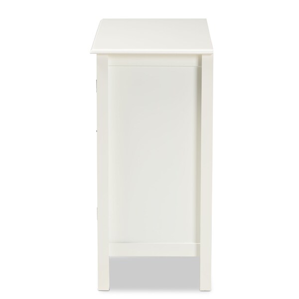 Baxton Studio Kendall White Finished Wood and Glass Kitchen Storage Cabinet - 163-9030