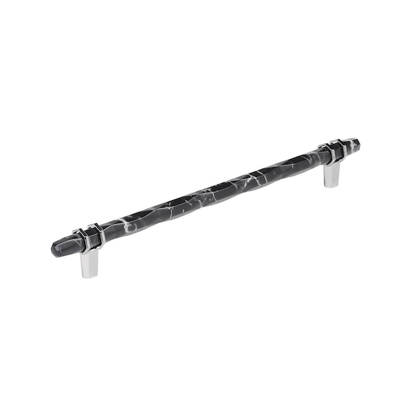 Amerock Carrione 10-1/16 inch 256mm Center-to-Center Marble Black/Polished Chrome Cabinet Pull - BP36664MBK26