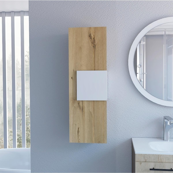 Gfancy Fixtures Light Oak & White Multi Purpose Vertical Hanging Cabinet - GF2628032