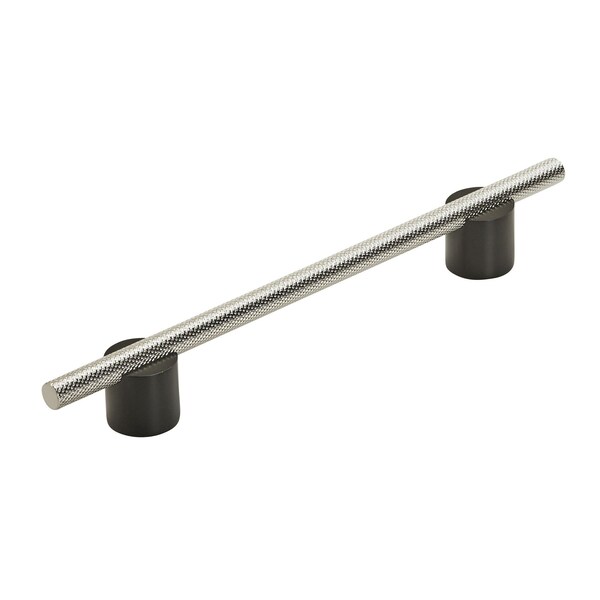 Amerock Transcendent 6-5/16 in 160 mm Center-to-Center Matte Black/Polished Nickel Cabinet Pull - BP7414160MBPN