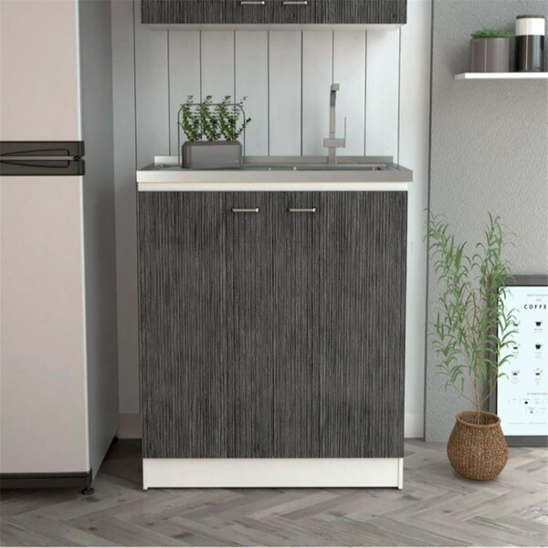 Depot E-Shop Salento Freestanding Sink Cabinet, White & Smokey Oak - DE-MII6557