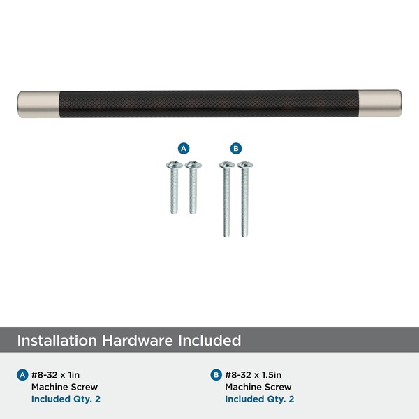 Amerock Esquire 8 in 203 mm Center-to-Center Satin Nickel/Oil-Rubbed Bronze Cabinet Pull - BP36562G10ORB
