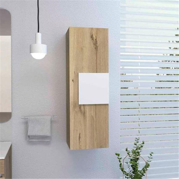 Depot E-Shop Magna Medicine Single Door Cabinet & Three Shelves Light Oak & White - DE-MBD6478