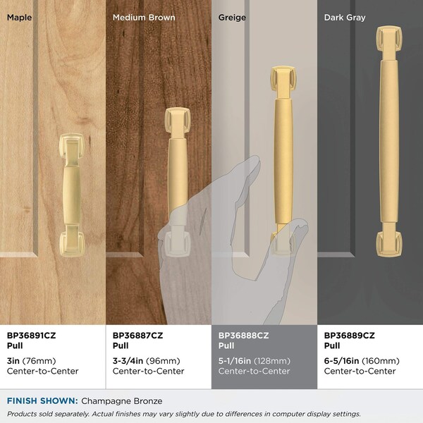 Amerock Stature 5-1/16 in 128 mm Center-to-Center Champagne Bronze Cabinet Pull - BP36888CZ
