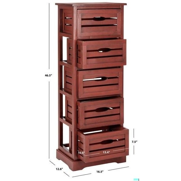 Safavieh Sarina 5 Drawer Cabinet - Red - AMH5714E