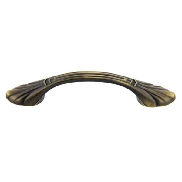Crown 4-7/10" Deco Cabinet Pull with 3" Center to Center Antique Satin Brass Finish - CHP86765ABSB