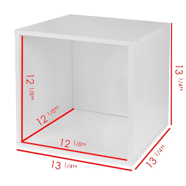 Regency Niche Cubo Storage Organizer Open Bookshelf Set- 4 Full Cubes/8 Half Cubes- White Wood Grain - PC4F8HWH