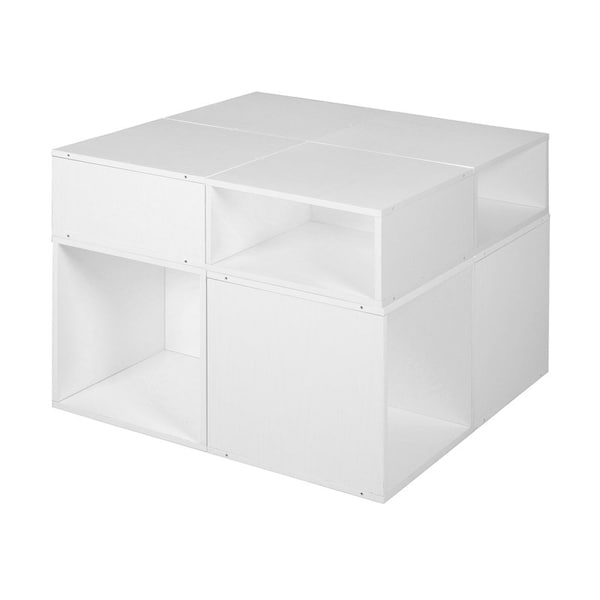 Regency Niche Cubo Storage Organizer Open Bookshelf Set- 4 Full Cubes/4 Half Cubes- White Wood Grain - PC4F4HWH