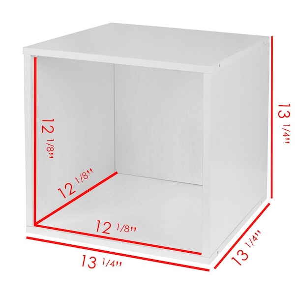 Regency Niche Cubo Storage Organizer Open Bookshelf Set- 4 Full Cubes/4 Half Cubes- White Wood Grain - PC4F4HWH