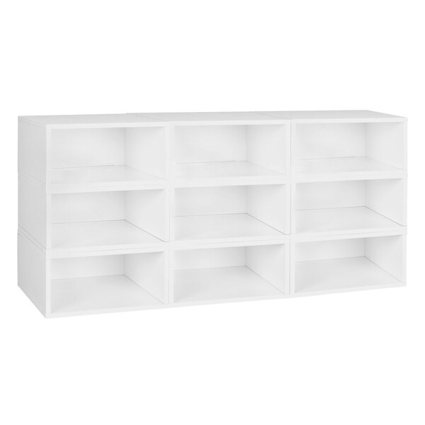 Regency Niche Cubo Storage Organizer Open Bookshelf Set- 9 Half Size Cubes- White Wood Grain - PC069PKWH