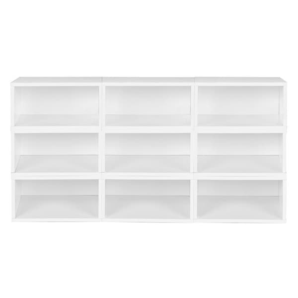 Regency Niche Cubo Storage Organizer Open Bookshelf Set- 9 Half Size Cubes- White Wood Grain - PC069PKWH