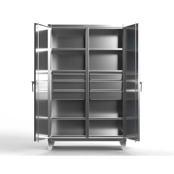 Strong Hold 12 Stainless Steel Storage Cabinet, 60" W, 78" H, Combination Wardrobe - 56-DS-246-10DB-SS