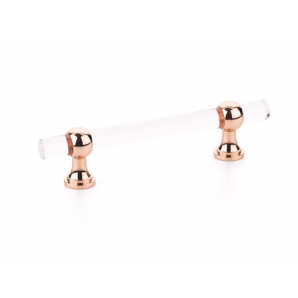 Schaub 4in Center to Center Lumiere Transitional Cabinet Pull Polished Rose Gold Finish - 414-PRG
