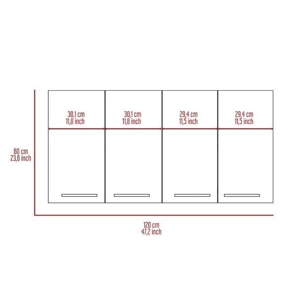 Tuhome 120 Wall Cabinet, Four Doors, Two Cabinets, Two Shelves, Black - GLW5586